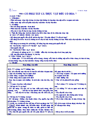 Giáo án Sinh học Lớp 6 - Tiết 3: Có phải tất cả thực vật đều có hoa ? - Năm học 2011-2012 - Võ Thị Mỹ Thanh