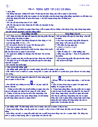 Giáo án Sinh học Lớp 6 - Tiết 43: Tổng kết về cây có hoa - Võ Thị Mỹ Thanh