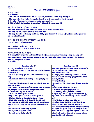 Giáo án Sinh học Lớp 6 - Tiết 61: Vi khuẩn (Tiếp theo) - Võ Thị Mỹ Thanh