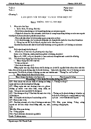 Giáo án Tin học Lớp 6 - Chương trình cả năm - Năm học 2018-2019