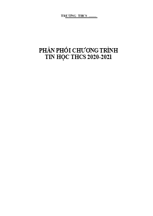 Phân phối chương trình Tin học THCS - Năm học 2020-2021