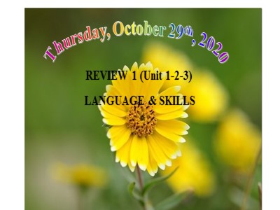 Bài giảng Tiếng Anh Lớp 6 - Review 1 (Unit 1-2-3): Language & skills - Năm học 2020-2021