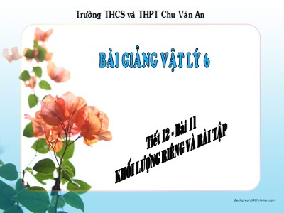 Bài giảng Vật lý Lớp 6 - Bài 11: Khối lượng riêng - Bài tập - Trường THCS và THPT Chu Văn An