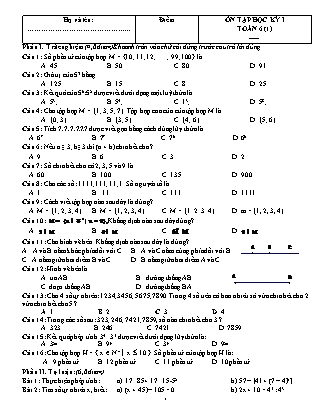 5 Đề ôn tập thi học kỳ I môn Toán Lớp 6