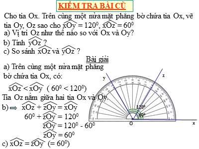 Bài giảng Hình học Lớp 6 - Tiết 21: Tia phân giác của góc