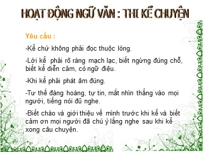 Bài giảng môn Ngữ văn Lớp 6 - Bài 16: Hoạt động Ngữ văn - Thi kể chuyện