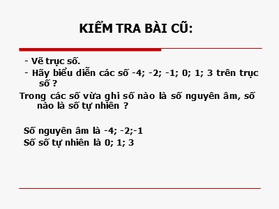 Bài giảng môn Số học Lớp 6 - Bài 2: Tập hợp các số nguyên