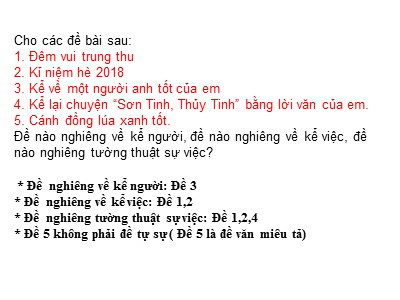 Bài giảng Ngữ văn 6 - Bài 4: Tìm hiểu đề và cách làm bài văn tự sự