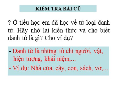 Bài giảng Ngữ văn Lớp 6 - Tiết 33: Tiếng Việt - Danh từ