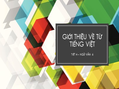Bài giảng Ngữ văn Lớp 6 - Tiết 4: Giới thiệu về từ tiếng Việt