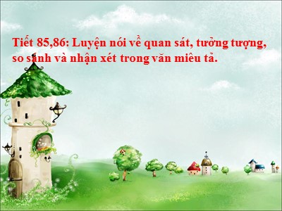 Bài giảng Ngữ văn Lớp 6 - Tiết 85+86: Luyện nói về quan sát, tưởng tượng, so sánh và nhận xét trong văn miêu tả