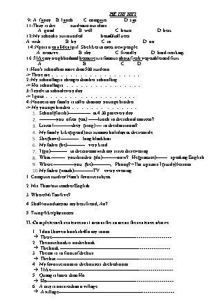 Đề ôn tập thi học kỳ I môn Tiếng Anh Khối 6