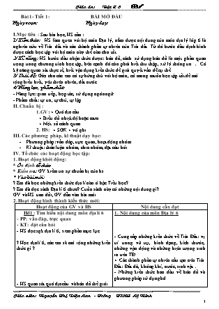 Giáo án Địa lí Lớp 6 - Chương trình cả năm - Nguyễn Thị Diệu Lan