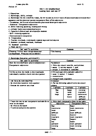 Giáo án môn Tiếng Anh Lớp 6 - Period 34+35+36