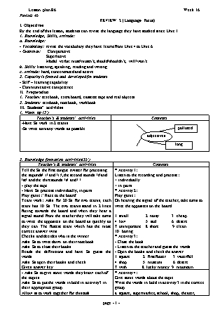 Giáo án môn Tiếng Anh Lớp 6 - Period 46-48