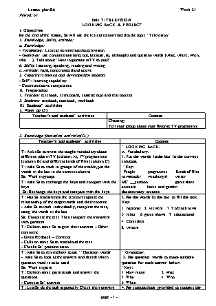 Giáo án môn Tiếng Anh Lớp 6 - Period 61+62+63