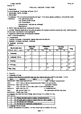 Giáo án môn Tiếng Anh Lớp 6 - Period 79+80+81