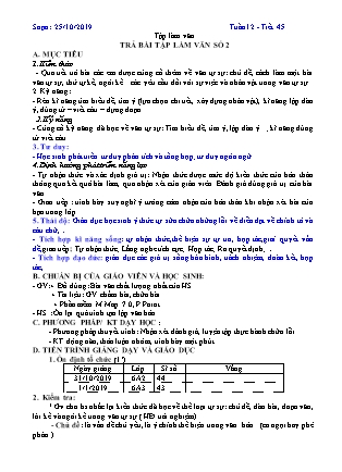 Giáo án Ngữ văn Khối 6 - Tuần 12 - Năm học 2019-2020