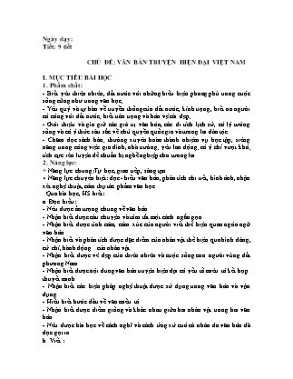 Giáo án Ngữ văn Lớp 6 - Chủ đề: Văn bản truyện hiện đại Việt Nam