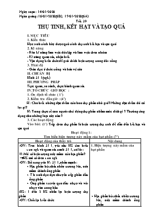 Giáo án Sinh học Lớp 6 - Tiết 39: Thụ tinh, kết hạt và tạo quả - Năm học 2019-2020