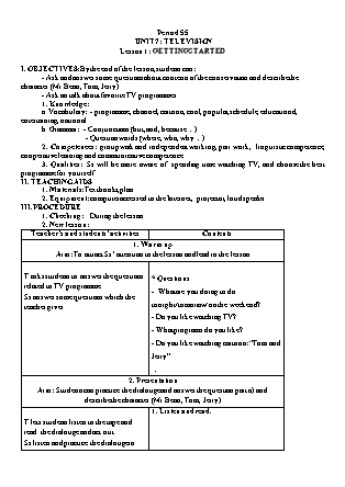 Giáo án Tiếng Anh Lớp 6 - Unit 7: Television (Bản hay)