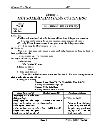 Giáo án Tin học Lớp 6 - Chương trình cả năm - Trường Trung học Cơ sở Vĩnh Phúc