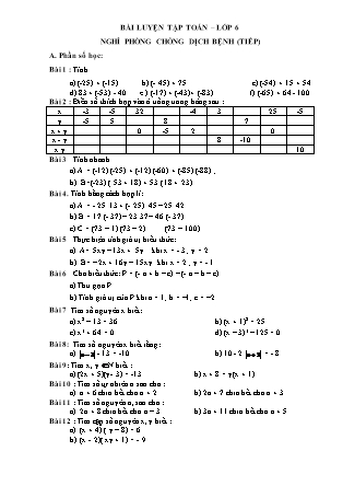 Bài tập Toán Lớp 6 - Bài tập nghỉ dịch (Tiếp theo)