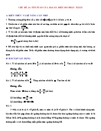 Giáo án Đại số Lớp 6 - Chủ đề 24: Tìm tỉ số của hai số. Biểu đồ phần trăm