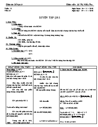 Giáo án Đại số Lớp 6 - Tiết 35, Bài 18: Luyện tập - Năm học 2018-2019 - Lê Thị Kiều Thu