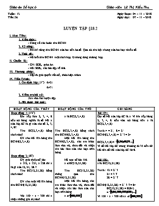 Giáo án Đại số Lớp 6 - Tiết 36, Bài 18: Luyện tập - Năm học 2018-2019 - Lê Thị Kiều Thu