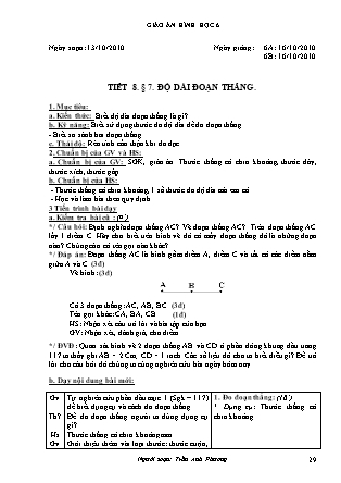 Giáo án Hình học Lớp 6 - Chương I: Đoạn thẳng - Tiết 8: Độ dài đoạn thẳng