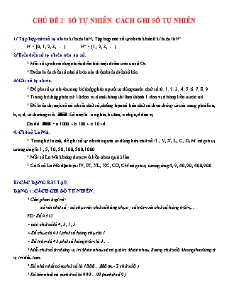 Giáo án Đại số Lớp 6 - Chủ đề 2: Số tự nhiên. Cách ghi số tự nhiên