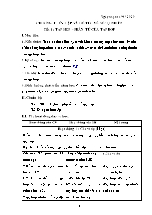 Giáo án Đại số Lớp 6 - Tiết 1-39 - Năm học 2020-2021