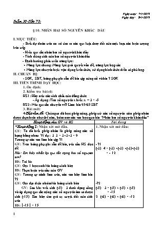 Giáo án Đại số Lớp 6 - Tiết 73-133 - Năm học 2018-2019