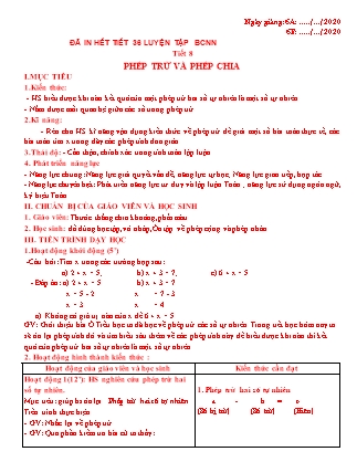 Giáo án Đại số Lớp 6 - Tiết 8-36 - Năm học 2020-2021