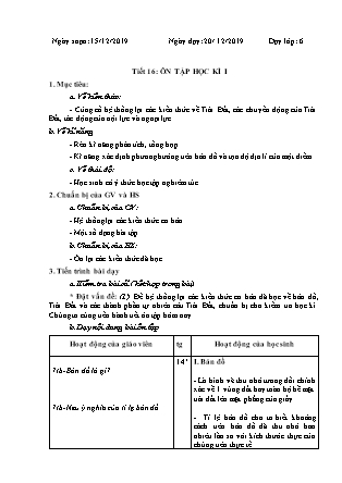 Giáo án Địa lí Lớp 6 - Tuần 16 - Tiết 16: Ôn tập học kì I - Năm học 2019-2020