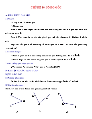 Giáo án Hình học Lớp 6 - Chủ đề 10: Số đo góc