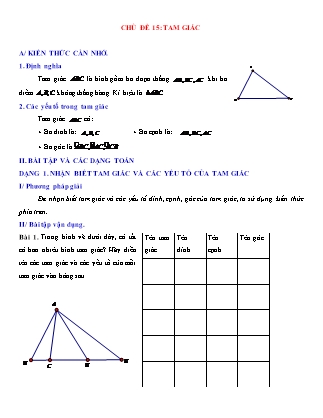 Giáo án Hình học Lớp 6 - Chủ đề 15: Tam giác