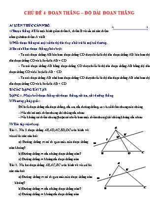 Giáo án Hình học Lớp 6 - Chủ đề 4: Đoạn thẳng. Độ dài đoạn thẳng