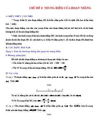 Giáo án Hình học Lớp 6 - Chủ đề 6: Trung điểm của đoạn thẳng