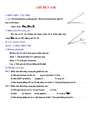 Giáo án Hình học Lớp 6 - Chủ đề 9: Góc