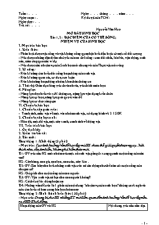 Giáo án môn Sinh học Lớp 6 - Chương trình cả năm - Nguyễn Văn Huy