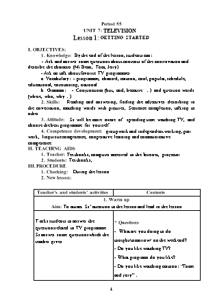 Giáo án môn Tiếng Anh Lớp 6 - Period 55-104