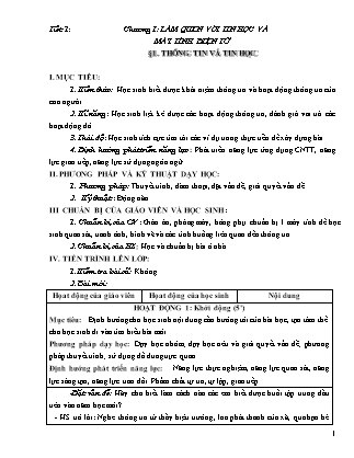 Giáo án môn Tin học Lớp 6 - Chương trình cả năm