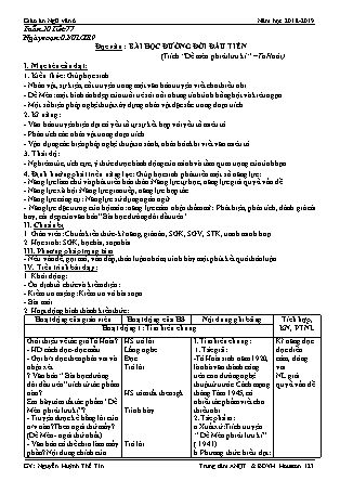 Giáo án Ngữ văn Lớp 6 - Chương trình học kì II - Năm học 2018-2019 - Nguyễn Huỳnh Thế Tín