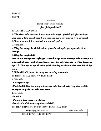 Giáo án Ngữ văn Lớp 6 - Chương trình học kì II