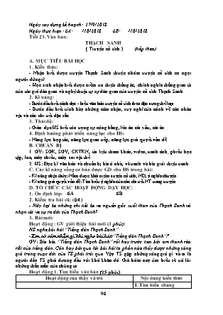 Giáo án Ngữ văn Lớp 6 - Tiết 23: Văn bản "Thạch Sanh" (Tiếp theo) - Năm học 2019-2020