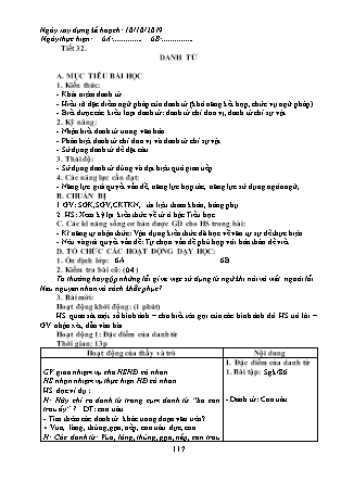 Giáo án Ngữ văn Lớp 6 - Tiết 32: Danh từ - Năm học 2019-2020