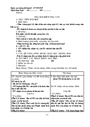 Giáo án Ngữ văn Lớp 6 - Tiết 41: Trả bài kiểm tra văn - Năm học 2019-2020