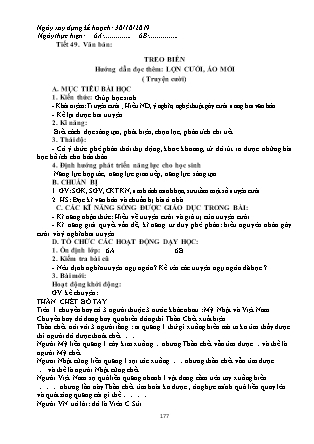 Giáo án Ngữ văn Lớp 6 - Tiết 49: Văn bản "Treo biển, Lợn cưới áo mới" - Năm học 2019-2020